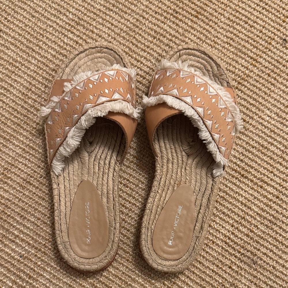 Pour la Victoire Brown and Cream Espadrille Sandals